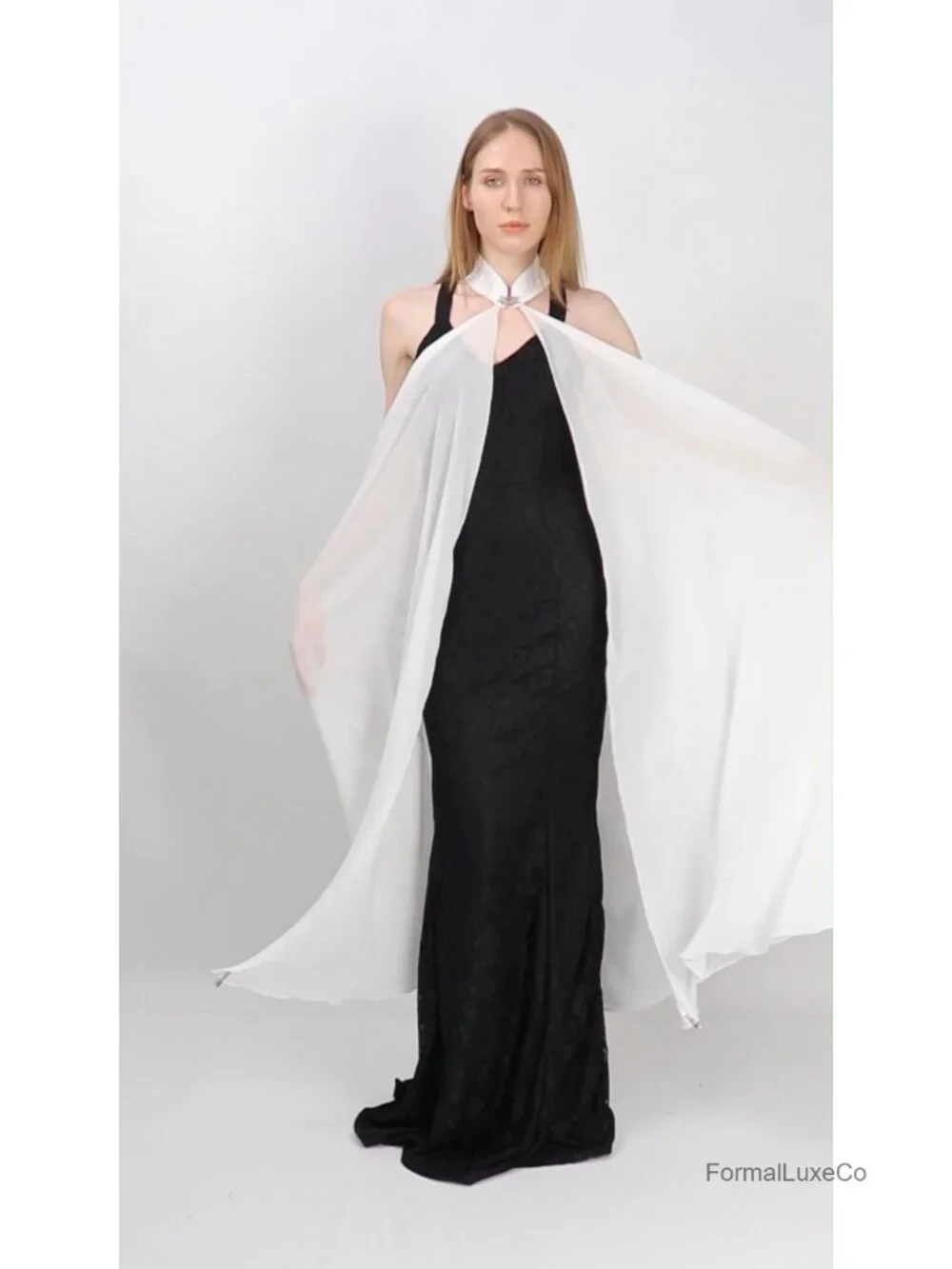 Women's Chiffon Sheer Cape Fairy Tulle Cloak Wedding Bridal Costume Shawl